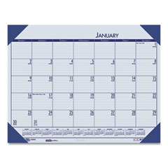 EcoTones Recycled Monthly Desk Pad Calendar, 18.5 x 13, Ocean Blue Sheets/Corners, Black Binding, 12-Month (Jan to Dec): 2025