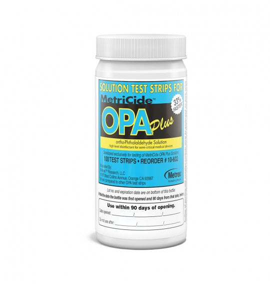 MetriCide™ OPA Plus Solution Test Strips - 100 test Strips per Bottle