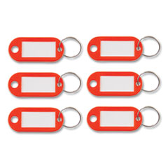 Key Tags Label Window, 0.88 x 0.19 x 2, Red, 6/Pack