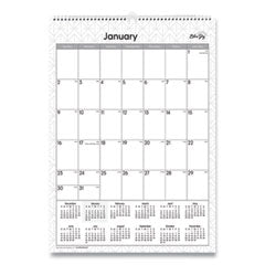 Enterprise Wall Calendar, Enterprise Geometric Artwork, 12 x 17, White/Gray Sheets, 12-Month (Jan to Dec): 2024