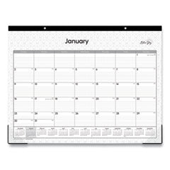 Enterprise Desk Pad, Geometric Artwork, 22 x 17, White/Gray Sheets, Black Binding, Clear Corners, 12-Month (Jan-Dec): 2024