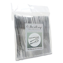 Sterling Heavy-Duty Plastic Cutlery, Knives, Silver, 50/Pack