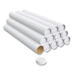 Mailing Tube with Plugs, 24" Long, 3" Diameter, White, 12/Carton