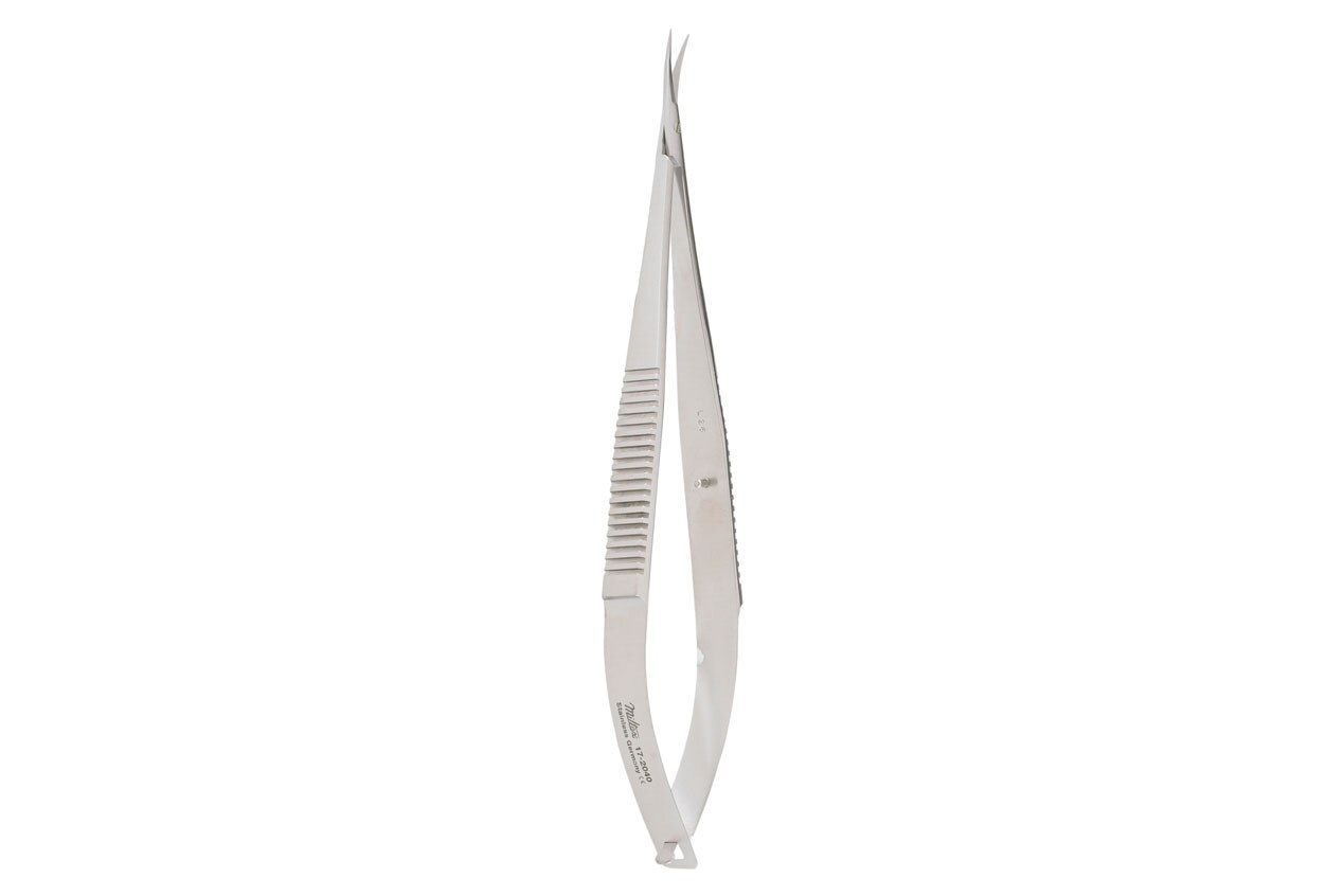 Micro Surgery Scissors - Sharp Points - 5-3/4" (145mm) - Curved - 14mm Blades - Flat Handles