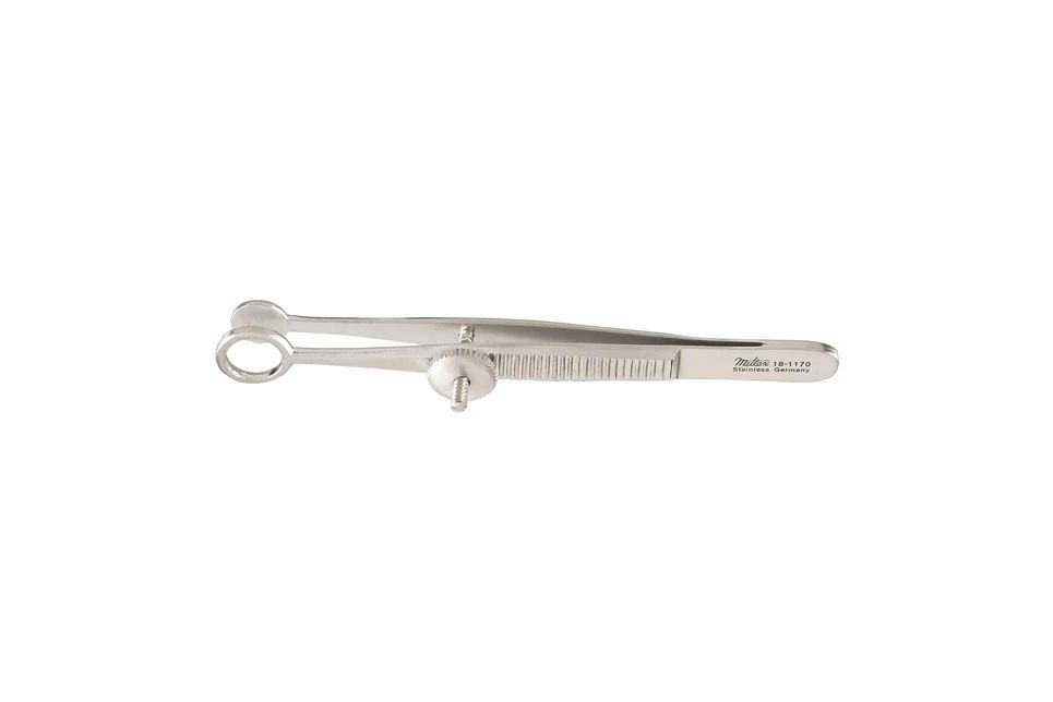 Ayer Chalazion Forceps - 3-5/8" (91.5mm) - Fenestrated Jaw - Inside Ring Diameter 8.2mm - Solid Blade