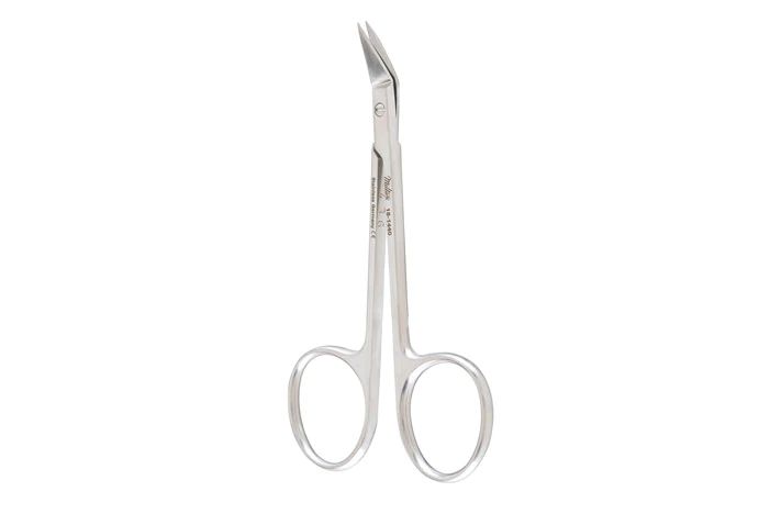 Wilmer Conjunctival Scissors - 4-1/8" (104mm) - Blades Angled On Flat - 5/8" (15mm) Blade