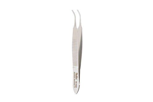 Von Graefe Iris Forceps - 2-3/4" (70mm) - Curved - 1 X 2 Teeth