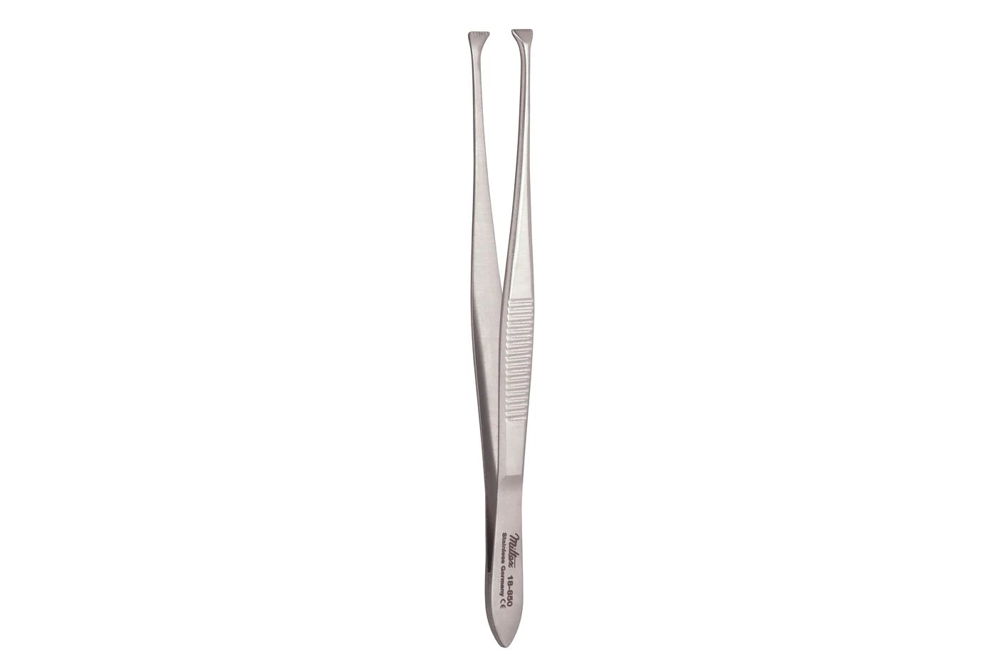 Von Graefe Fixation Forceps - 4-3/8" (110mm) - Standard Jaws 4.5mm Wide - with Fine Teeth - with Catch