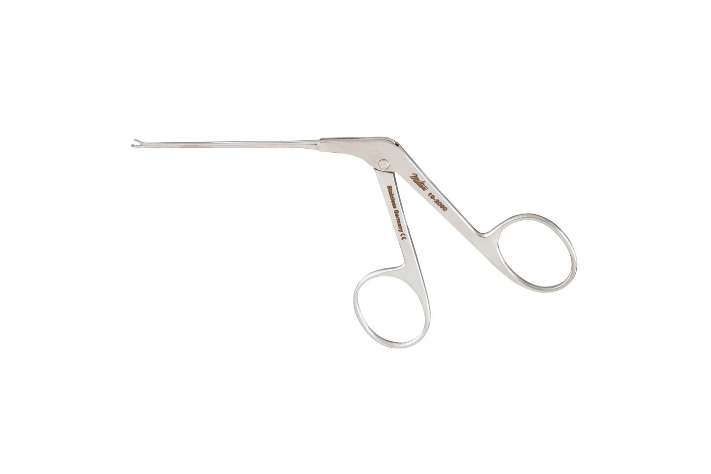 Micro Ear Forceps - 3" (77.5mm) Shaft - Oval Cup Jaws - 0.8mm Wide - Alligator Type