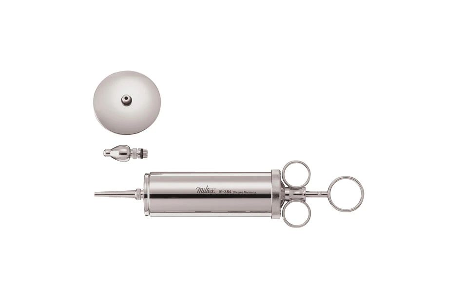 Metal Ear Syringe - (4 Oz) Capacity - with One Short Bulbous - One Tapered Tip