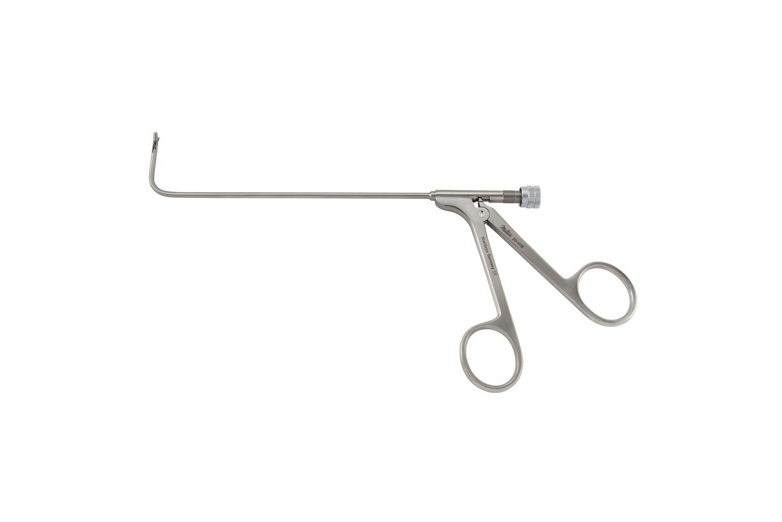 Frontal Sinus Recess Giraffe Forceps - 5-1/8" (130mm) Shaft - 90 Degree Horizontal Jaws - 2mm X 4mm - Double Action - Luer Lock Port/Cleaning