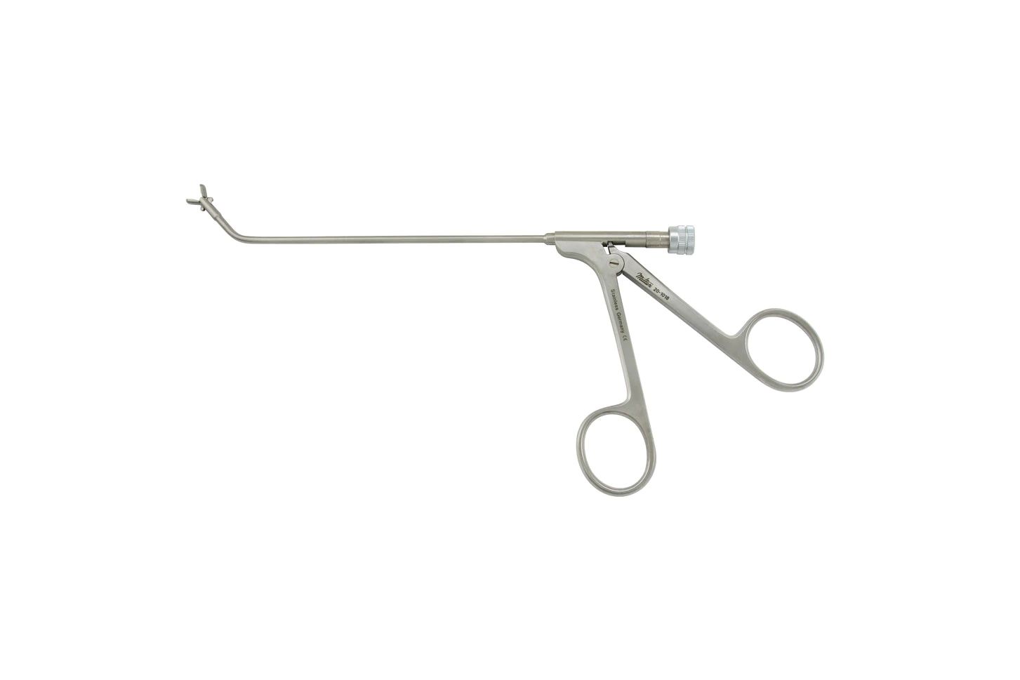 Frontal Sinus Recess Giraffe Forceps - 5-1/8" (130mm) Shaft - 45 Degree Vertical Jaws - 3mm X 6mm - Double Action - Luer Lock Port/Cleaning