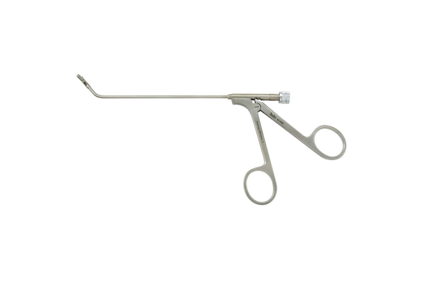 Frontal Sinus Recess Giraffe Forceps - 5-1/8" (130mm) Shaft - 45 Degree Horizontal Jaws - 3mm X 6mm - Double Action - Luer Lock Port/Cleaning