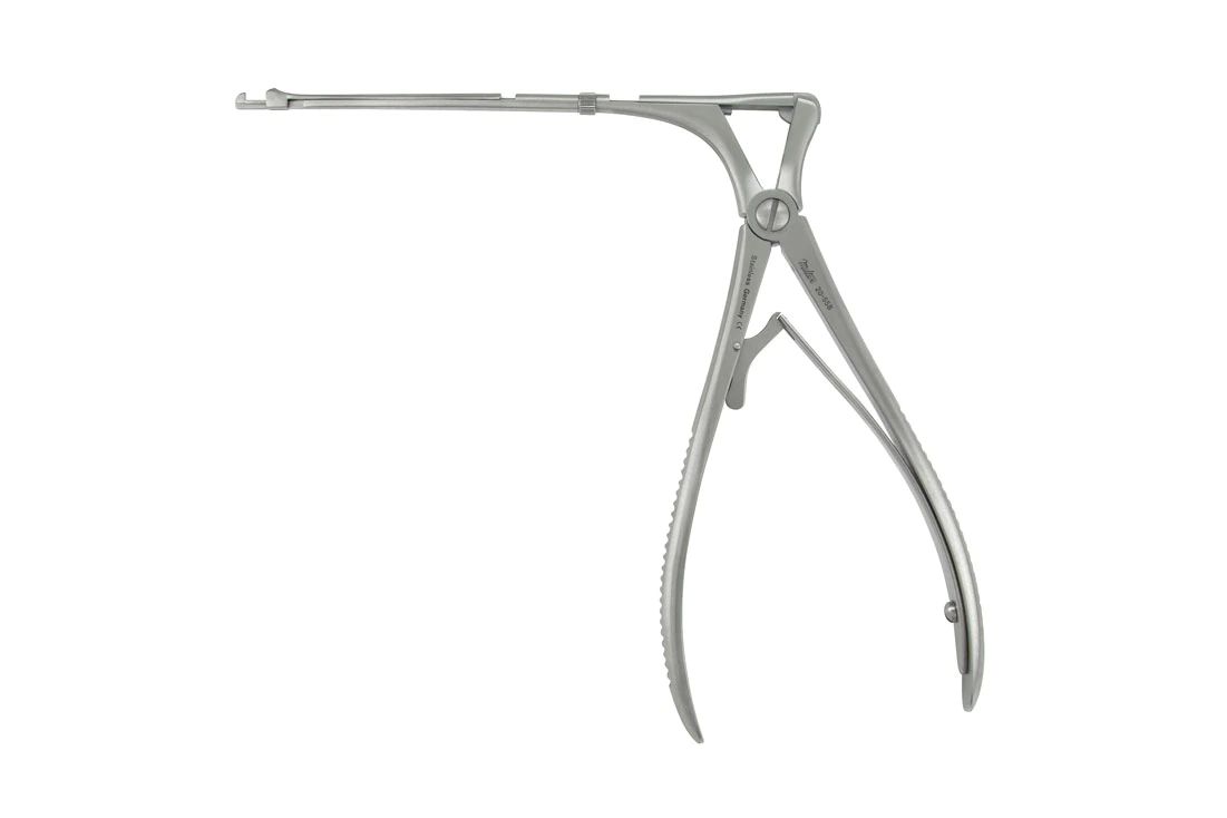 Mckenty Sphenoid Punch Forceps - 5-1/4" (135mm) Shaft - Through-Cutting Small Jaws - Reversible - 2mm Footplate Depth