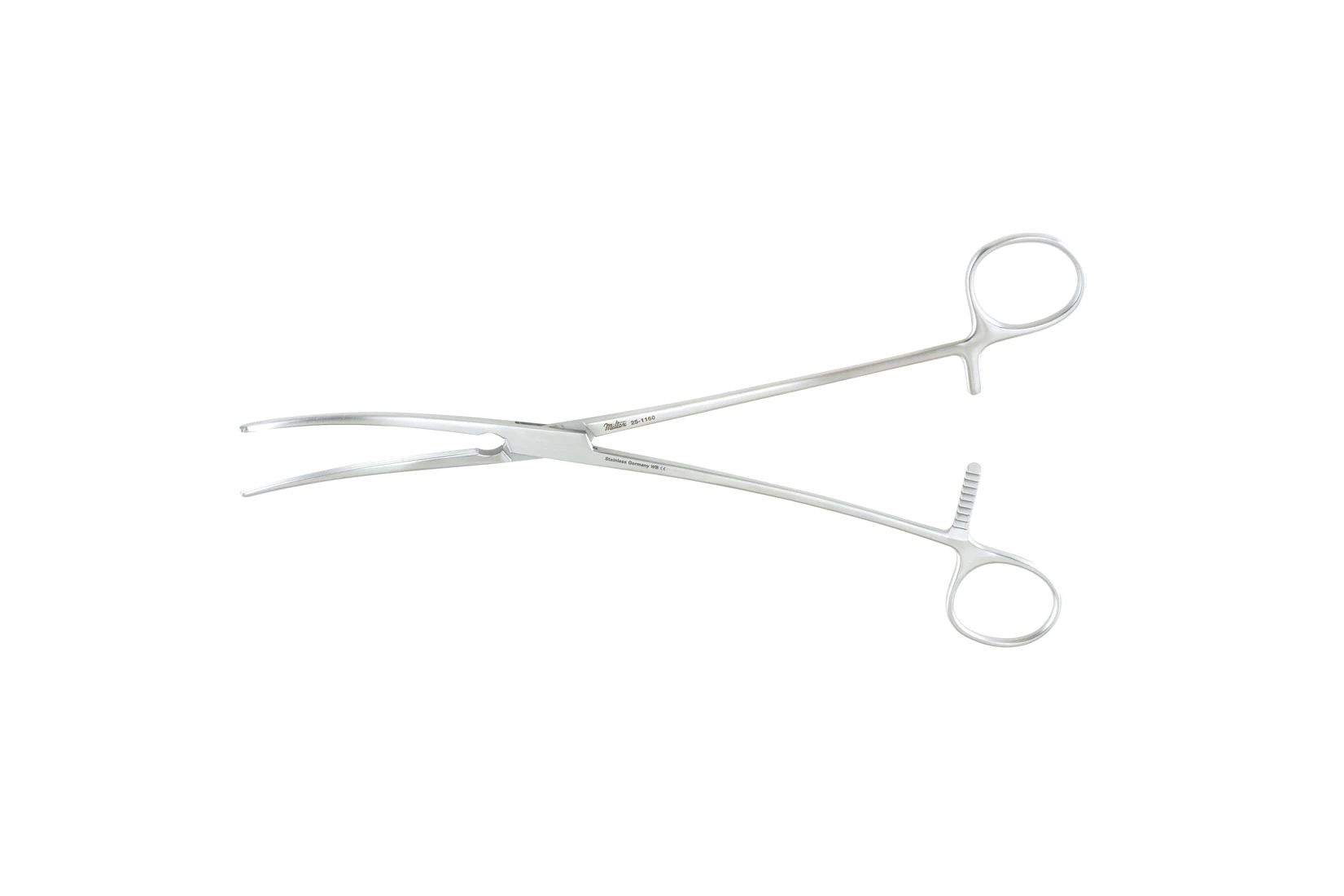 Crafoord Forceps - 9-3/4" (245mm) - Slightly Curved Jaws 75mm with Longitudinal Serrations
