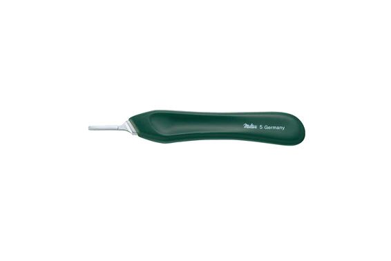 Knife Handle - 5" (126mm) - Style No. 5 - Green Plastic with Stainless Tip - Fitting Surgical Blade #'S 10 Thru 15C