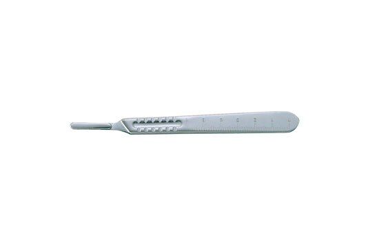 Knife Handle 5-1/4" (135mm) - No. 4 - Fitting Surgical Blade #'S 20 Thru 25 - with mm and Cm Graduations