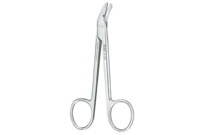 Wire Cutting Scissors - 4-3/4" (122mm) - Angled to Side - One Serrated Blade