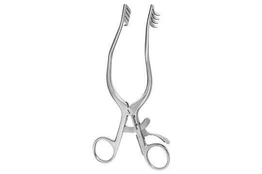 MeisterHand Adson Cerebellar Retractor - 7-1/4" (182mm) - Angled Arms 4 X 4 Sharp Prongs