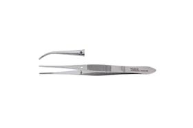 Vantage Eye Dressing Forceps - 4-1/8" (104mm) - Half Curved - Serrated Jaws