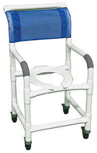 Shower Chair 18" Internal Width, 3" Total Lock Casters (Locks Swivel and Rotation Of Caster), 300 Lbs Weight Capacity