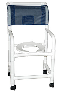 Shower Chair 18" Internal Width,Open Front Seat, 3" Twin Casters, for Uni-Lateral or Bi-Lateral Below Knee Amputee 300 Lbs Weight Capacity