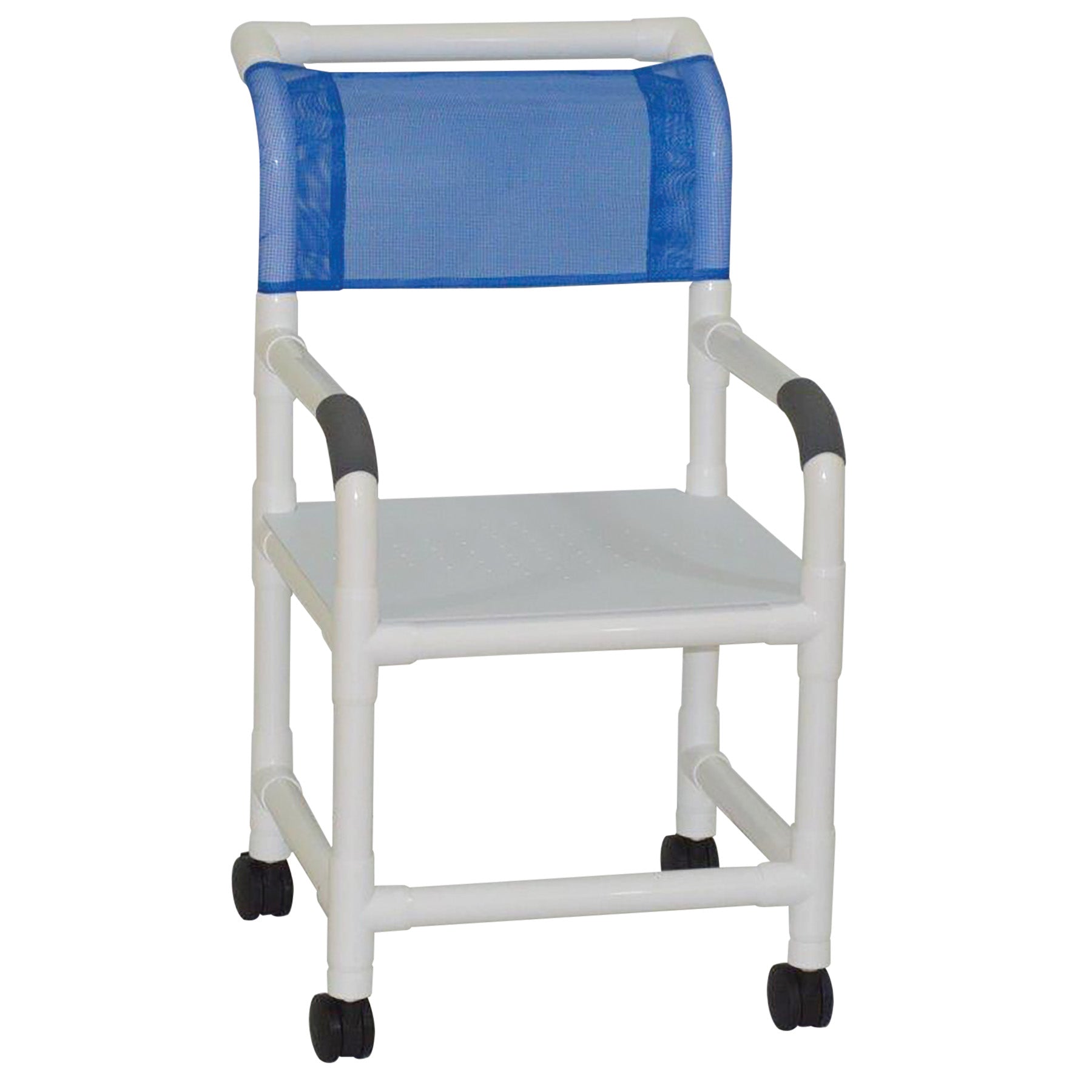 Shower Chair 18" Internal Width, 3"Twin Casters, Flatstock Seat with Drain Holes  300 Lbs Weight Capacity