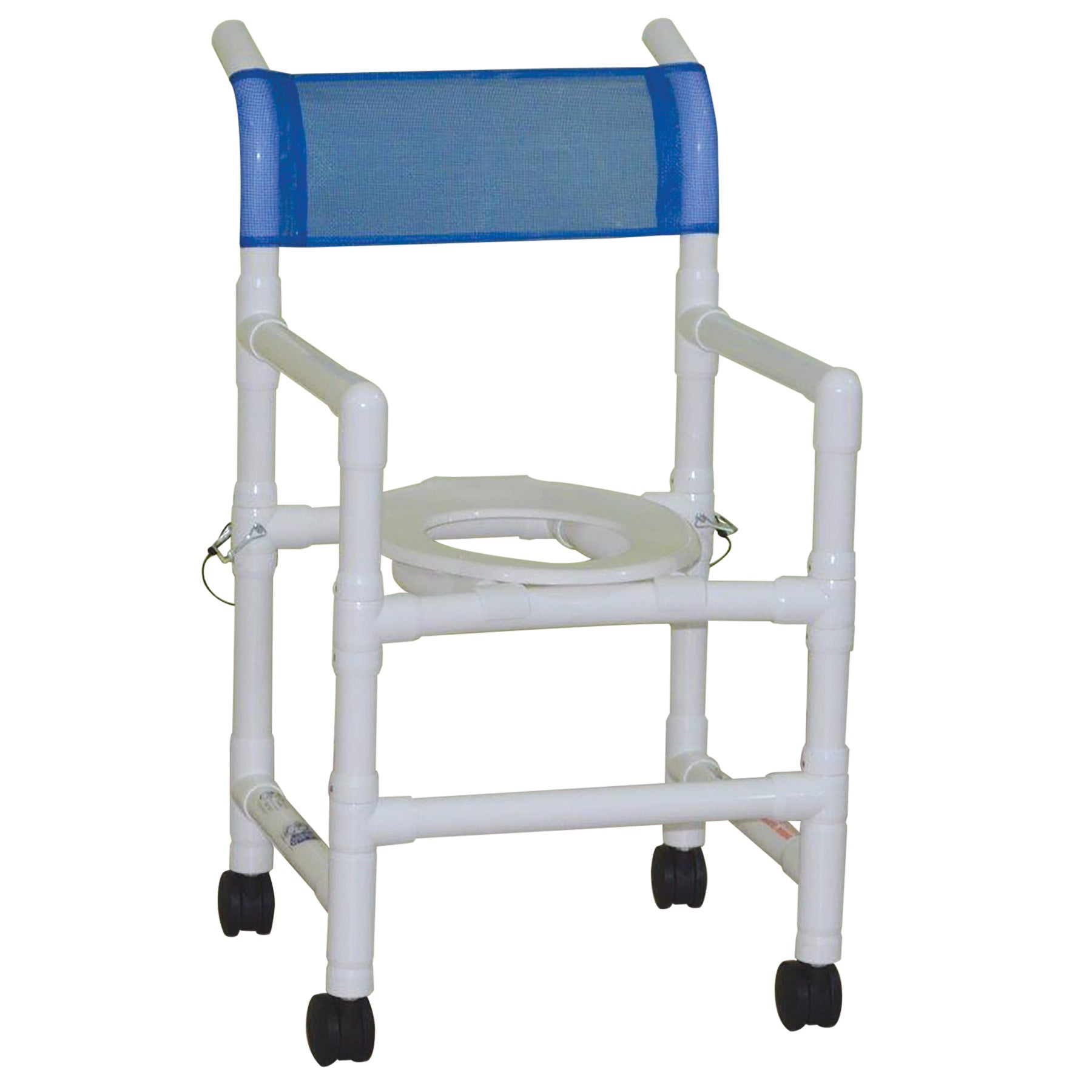 Shower chair 18" internal width, closed front seat, 3" twin casters,  folding capacity, 200 LBS wt cap