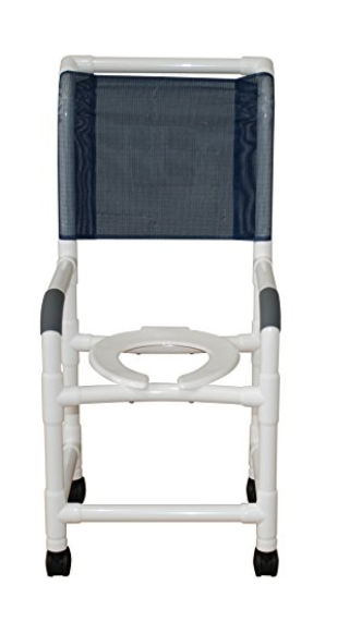 Shower Chair 18" Internal Width,Open Front Seat, 3" Twin Casters, High Back,  300 Lbs Weight Capacity