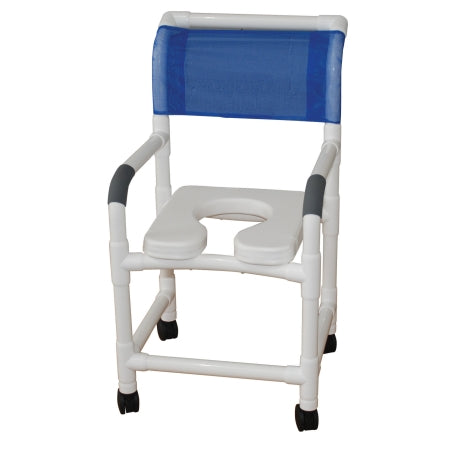 Shower Chair 18" Internal Width, 3" Twin Casters, with Open Front Soft Seat, 300 Lbs Weight Capacity