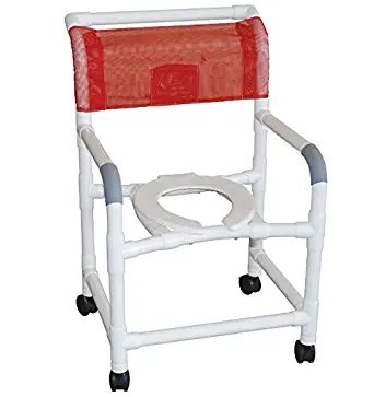 Wide shower chair 22" internal width, open front seat, 3" TOTAL LOCK casters, with double drop arms, 375 lbs wt cap