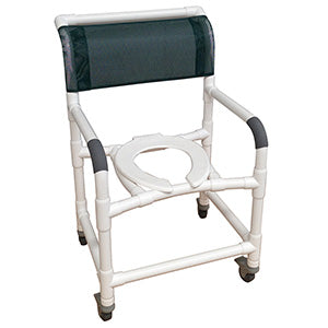 Wide Shower Chair 22" Internal Width, Open Front Seat, 3" Total Lock  Casters,  375 Lbs Weight Capacity