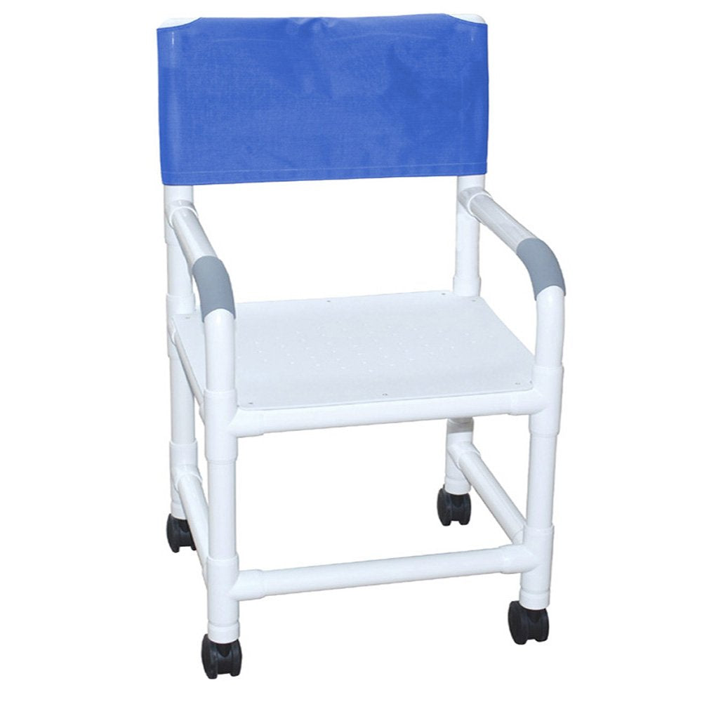 Wide Shower Chair 22" Internal Width, 3" Twin Casters, Flatstock Seat with Drain Holes, 375 Lbs Weight Capacity