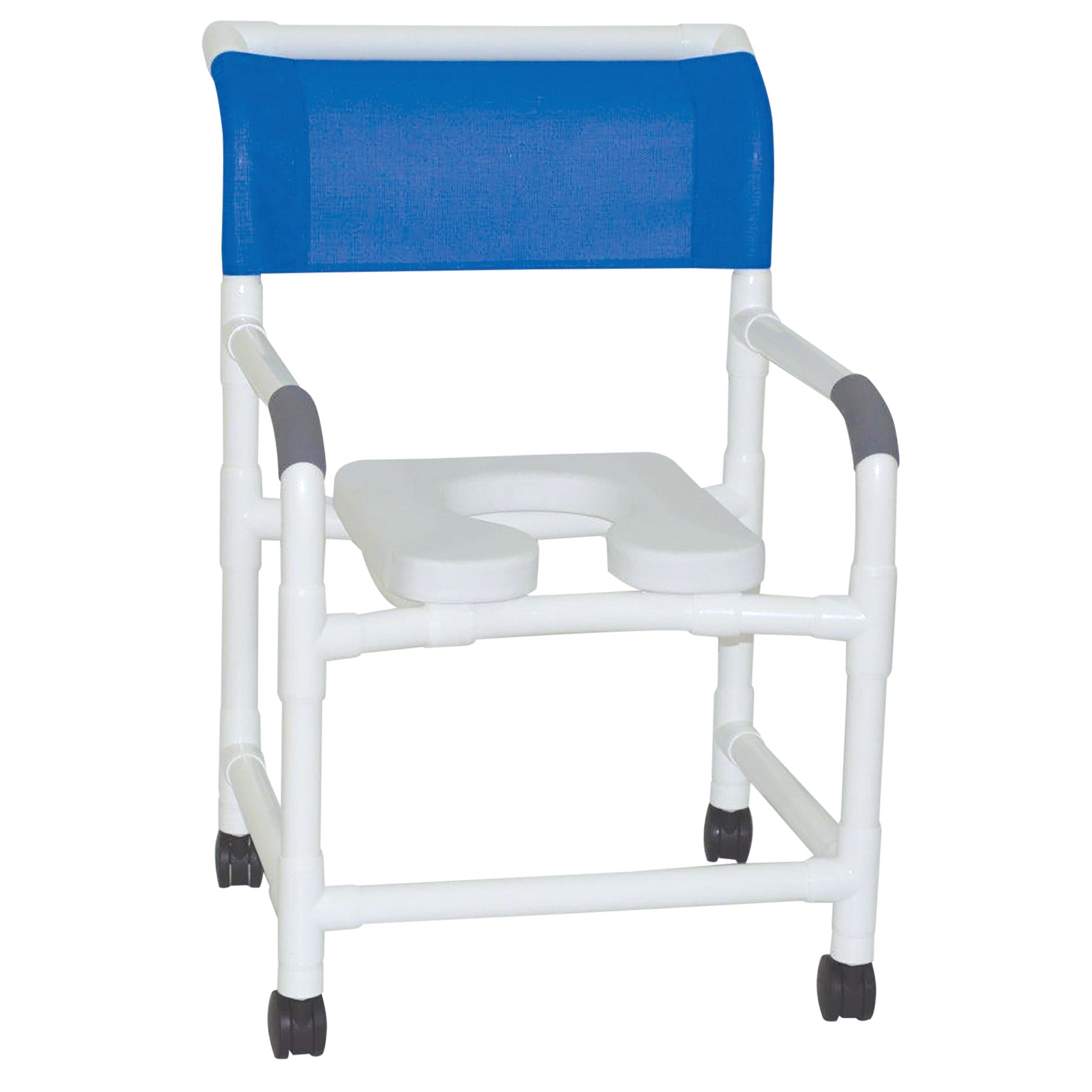 Wide Shower Chair 22" Internal Width, 3" Twin Casters, with Deluxe Elongated Open Front Soft Seat 375 Lbs Weight Capacity