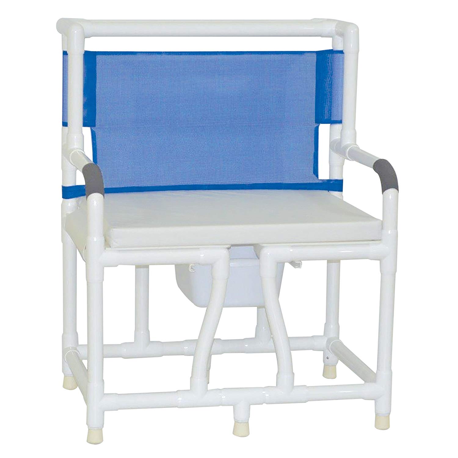 Bariatric Bedside Commode 30" Internal Width with Full Support Mesh Back, 10 Qt Comode Pail, and Bariatric Cushion Seat 700 Lbs Weight Capacity