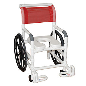 Self-Propelled "Aquatic / Rehab. Shower Transport Chair 18" Int. Width, with 24" Rear Wheels, Open Front Soft Seat (with Indivudual Footrest), 350 Lbs Weight Capacity