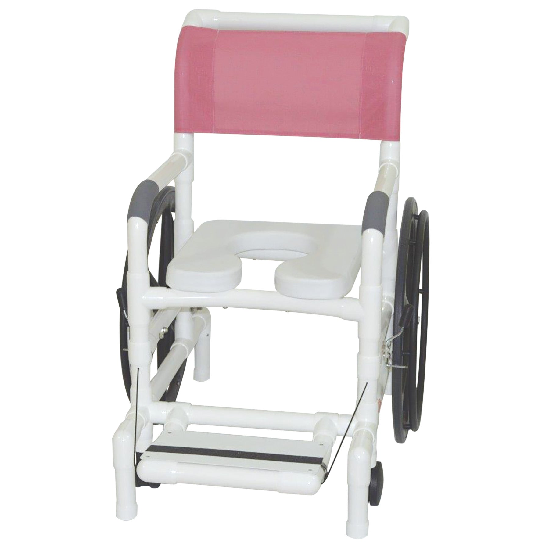 Self-Propelled "Aquatic / Rehab. Shower Transport Chair 18" Int. Width, with 24" Rear Wheels, Open Front Soft Seat (with Footrest), 350 Lbs Weight Capacity