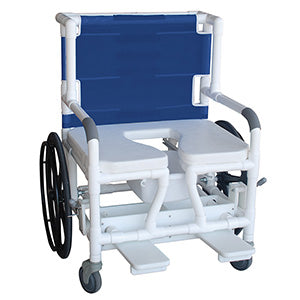 Bariatric Self-Propelled Aquatic / Rehab. Transport Chair 26" Int. Width, with 24" Rear Wheels, Open Front Soft Seat, Individual Slide Out Footrest, 600 Lbs Weight Capacity