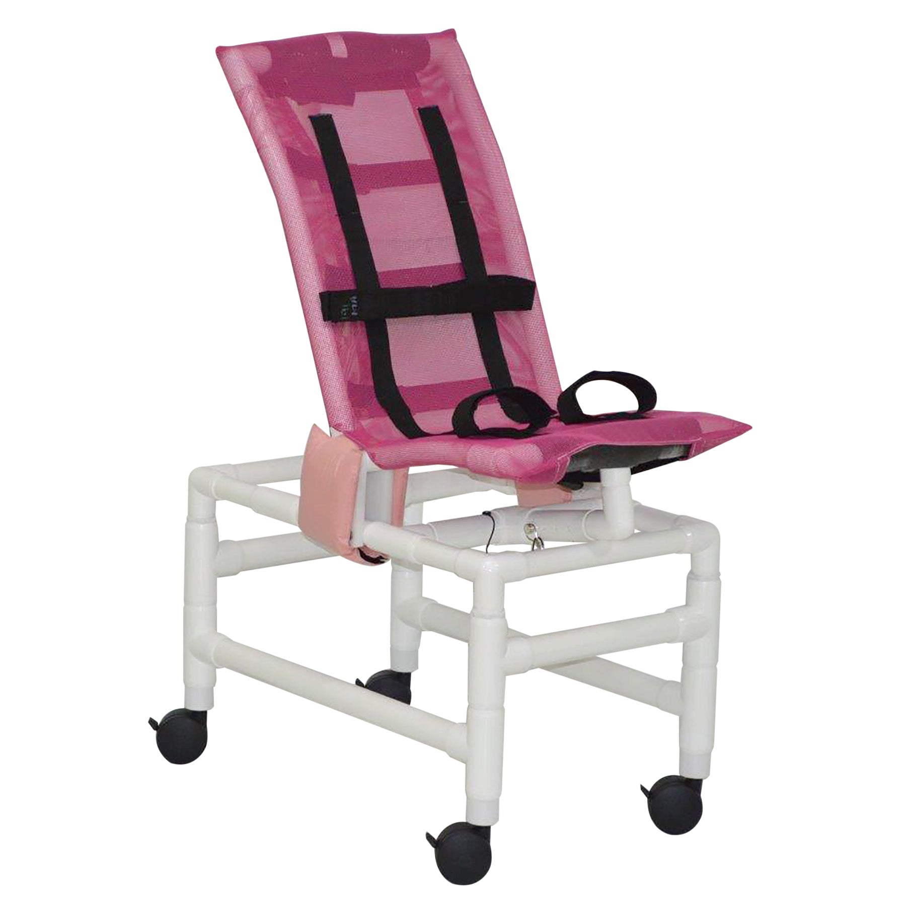 Articulating bath chair (MEDIUM) w/ base & casters (fully adjustable), 130 lbs wt cap