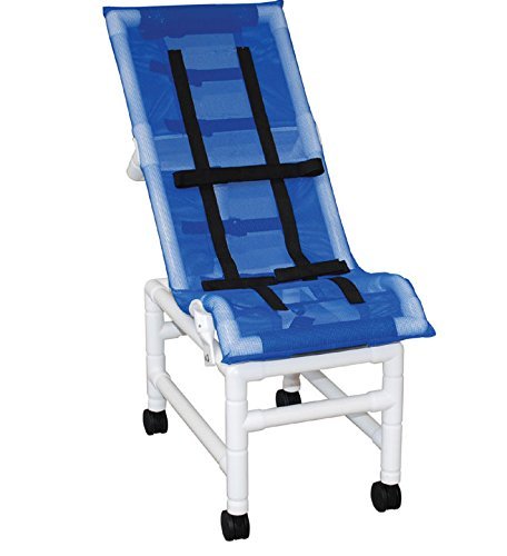 Reclining bath/shower chair (X-LARGE) w/dual base & casters, 225 lbs wt cap