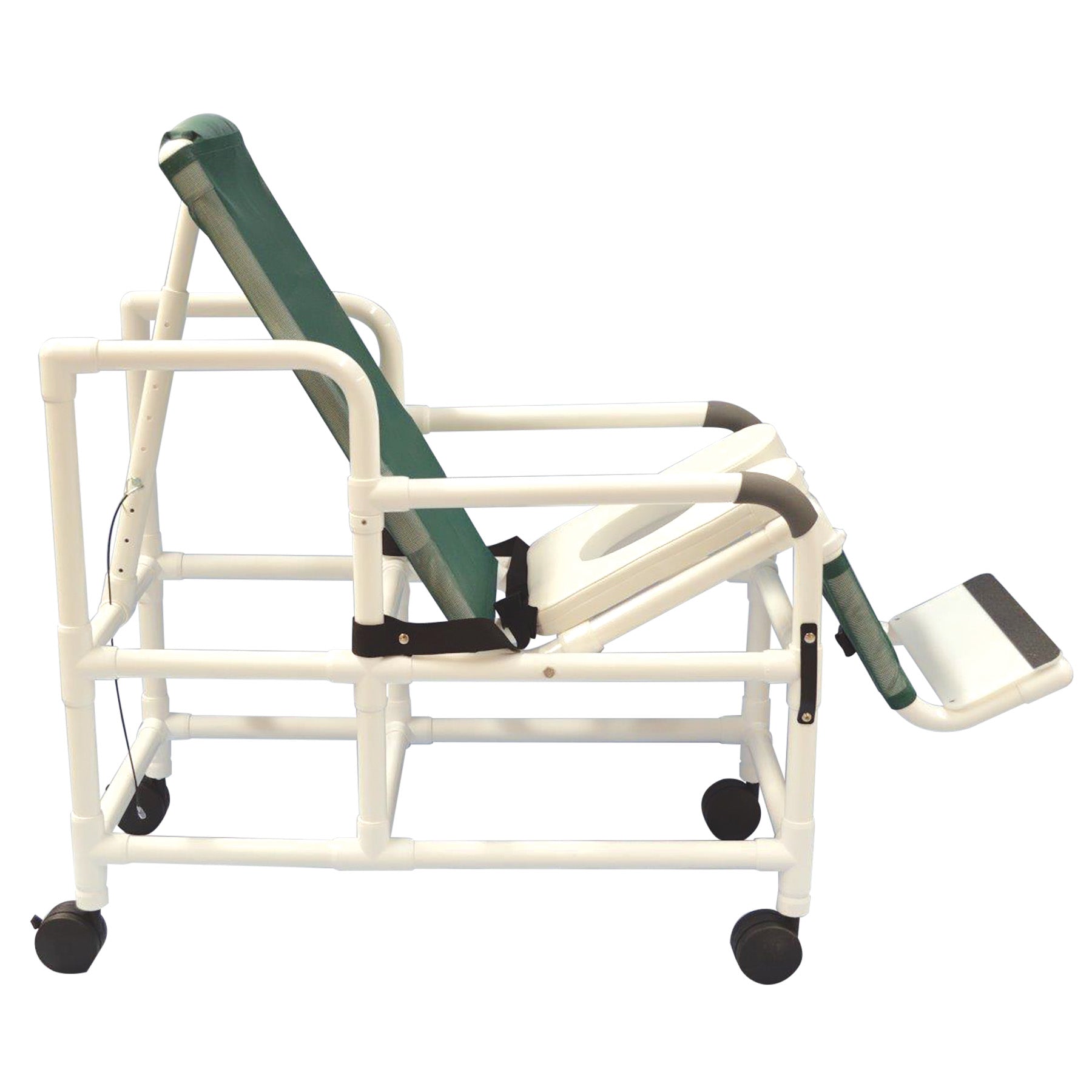 Tilt "n" Space Shower Chair with Open Front Soft Seat,Buckle Safety Belt, and Double Drop Arm, 250 Lbs Weight Capacity