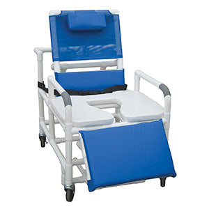 Bariatric Reclining Shower Chair 30" Internal Width, Full Support Soft Seat With Commode Opening,  Footrest, Padded Elevated Leg Extension 700 Lbs Weight Capacity