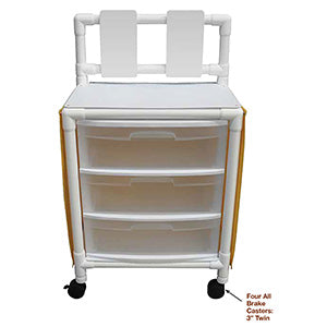 Universal Isolation Cart With 3 Slide Out Drawers, Top Writing Shelf and Mounted Platform for Glove Box, Internal Drawer Size: 19.125" W X 14" D X 6.5" H