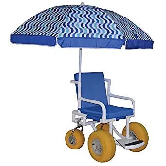 All terrain chair, 20.25" internal width, safety belt, cushion seat and umbrella, 250 lbs weight capacity