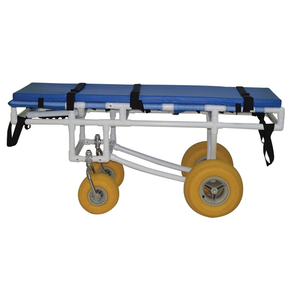 All terrain Stretcher, 2 swivel / 2 rigid wheels, 300 lb weight capacity