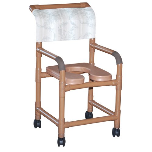 Woodtone Shower Chair 18" Internal Width, Open Front Seat, 3" Twin Casters, 300 Lbs Weight Capacity