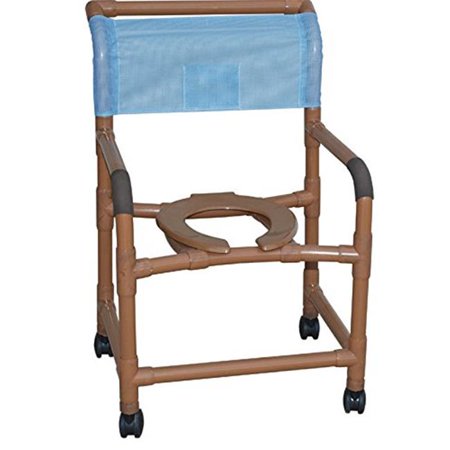 Woodtone wide shower chair 22" internal width, open front seat, 3" twin casters, 375 lbs wt cap