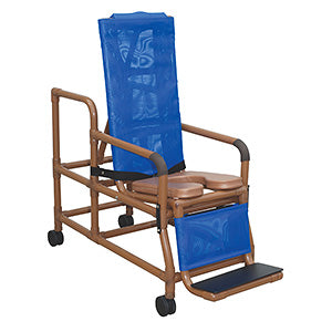 WoodTone Series - Woodtone tilt "n" space shower chair w/ open front soft seat,buckle safety belt, and double drop arm, 250 lbs wt cap