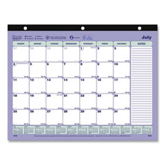 Academic 13-Month Desk Pad Calendar, 11 x 8.5, Black Binding, 13-Month (July to July): 2023 to 2024