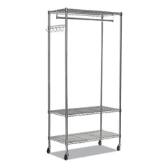 Wire Shelving Garment Rack, 40 Garments, 48w x 18d x 75h, Silver